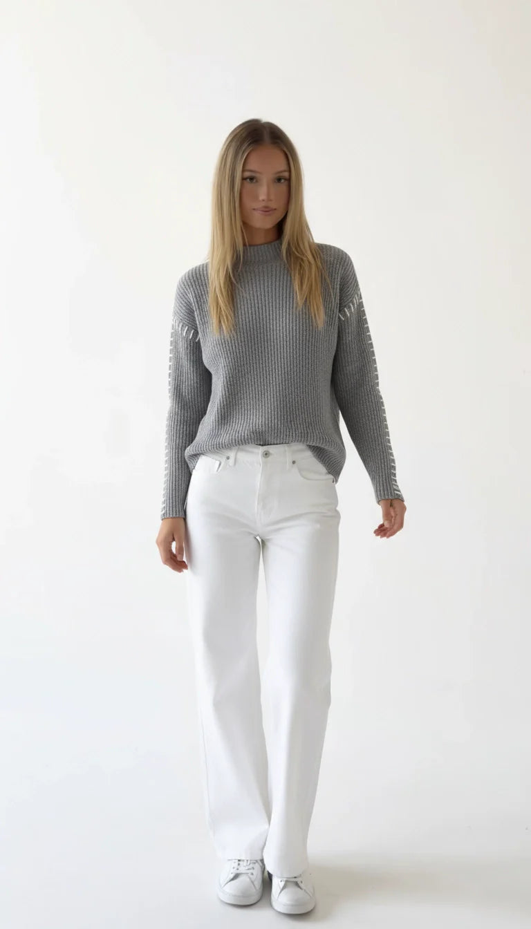 Irene - Pullover met Contraststiksels