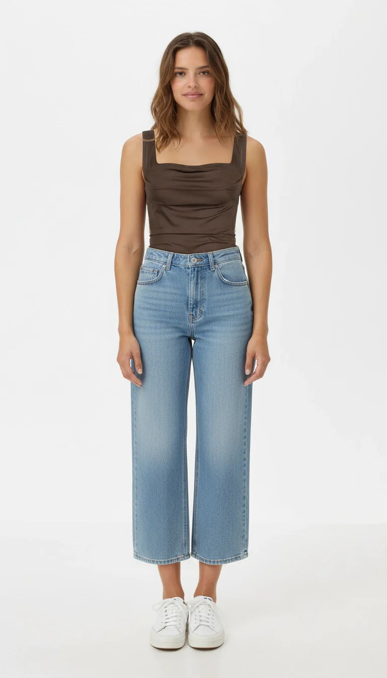 Gersha - Bruine Gerimpelde Top