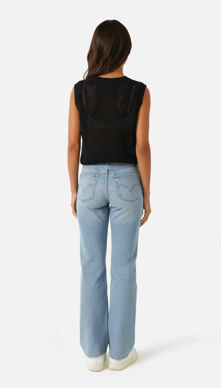 Danique - Mouwloze Gebreide Trui met Ronde Hals