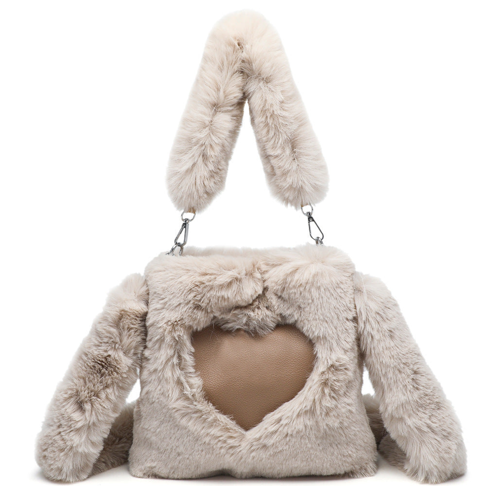 Ellie - Fluffy Hartvormige Tote Bag