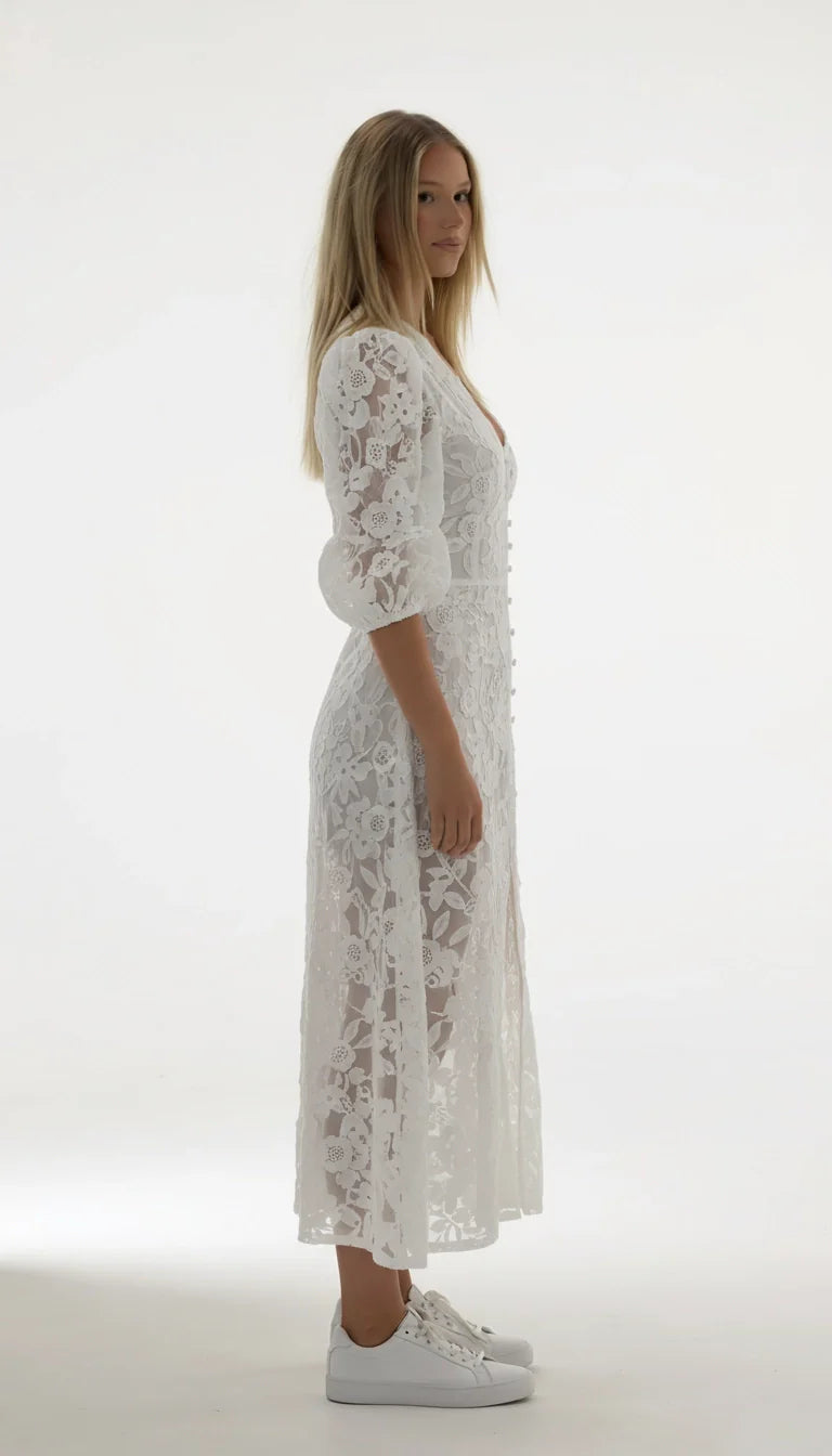 Sierra geborduurde katoenen zomerjurk