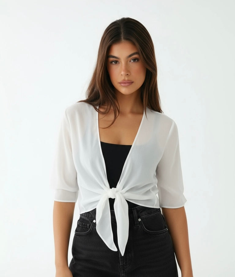 Katie – Luchtige Blouse met Open Voorzijde