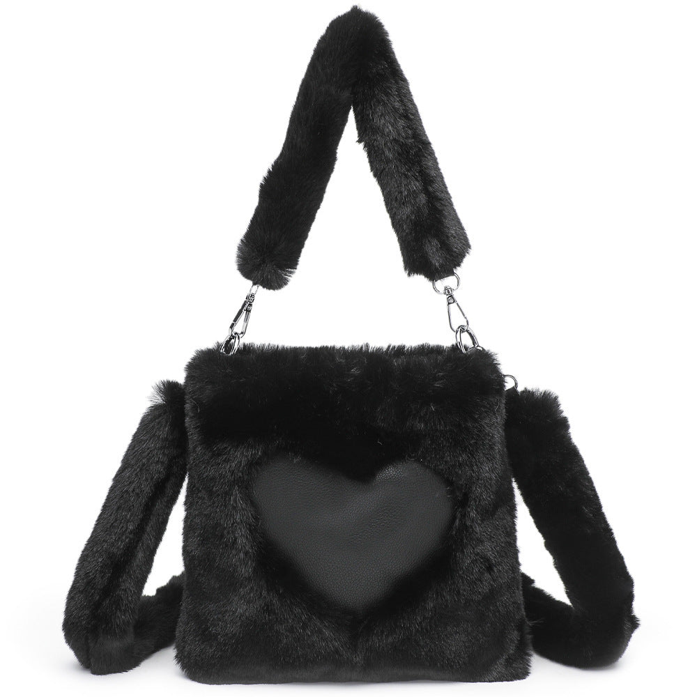 Ellie - Fluffy Hartvormige Tote Bag