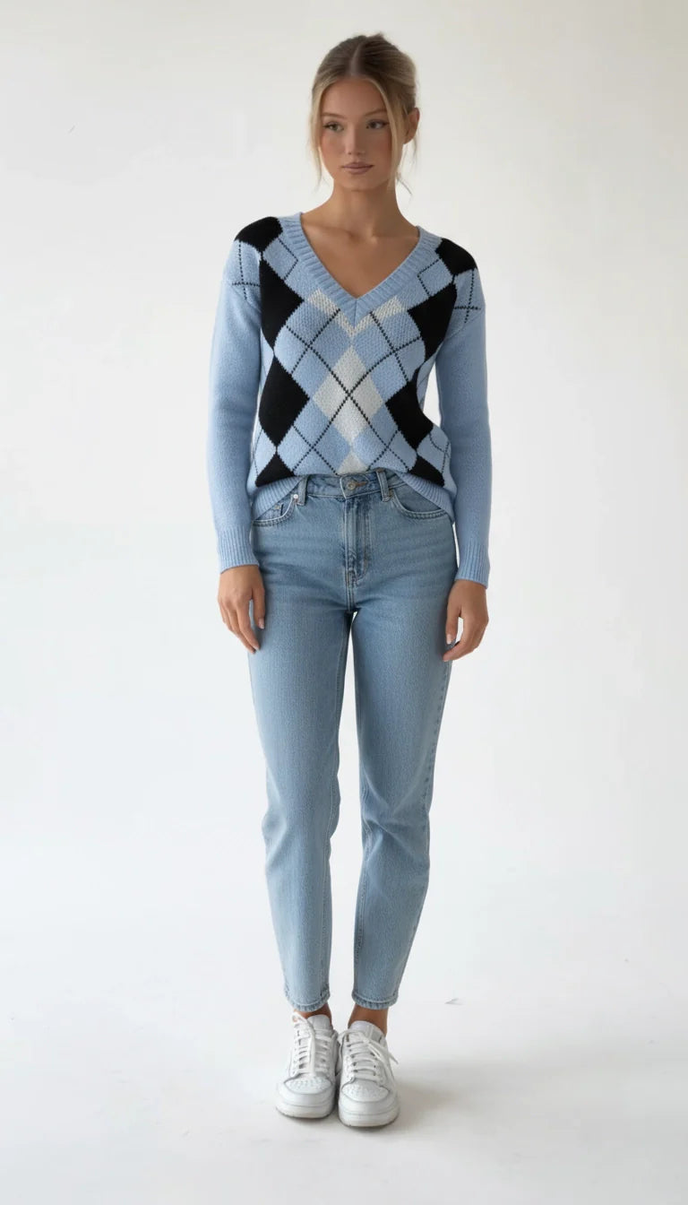 Lieve - Trendy V-Hals Gebreide Trui