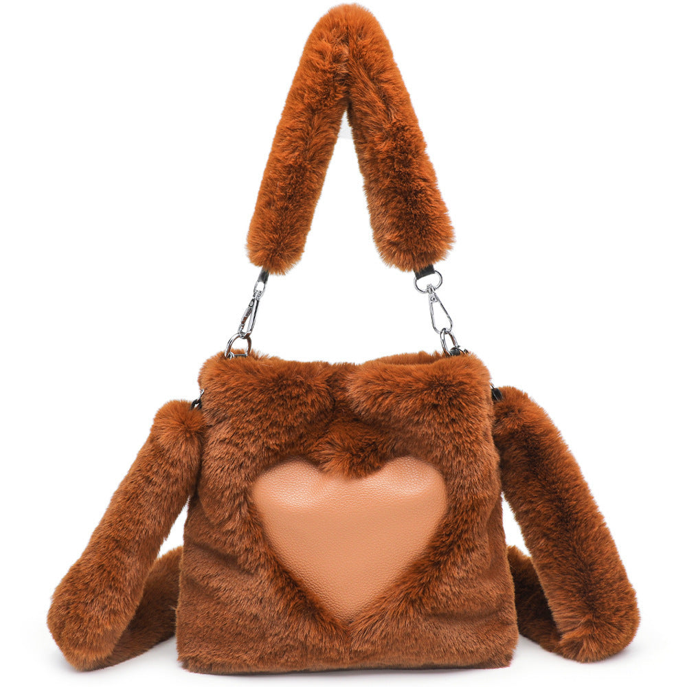 Ellie - Fluffy Hartvormige Tote Bag
