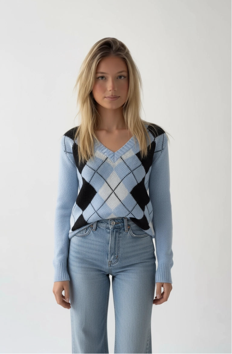 Lieve - Trendy V-Hals Gebreide Trui