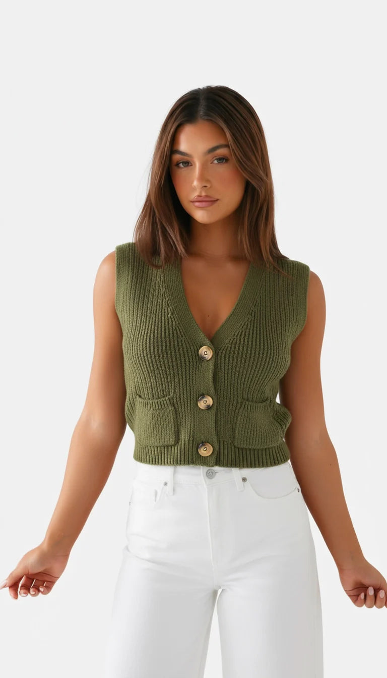 Lana - Mouwloos gebreid vest