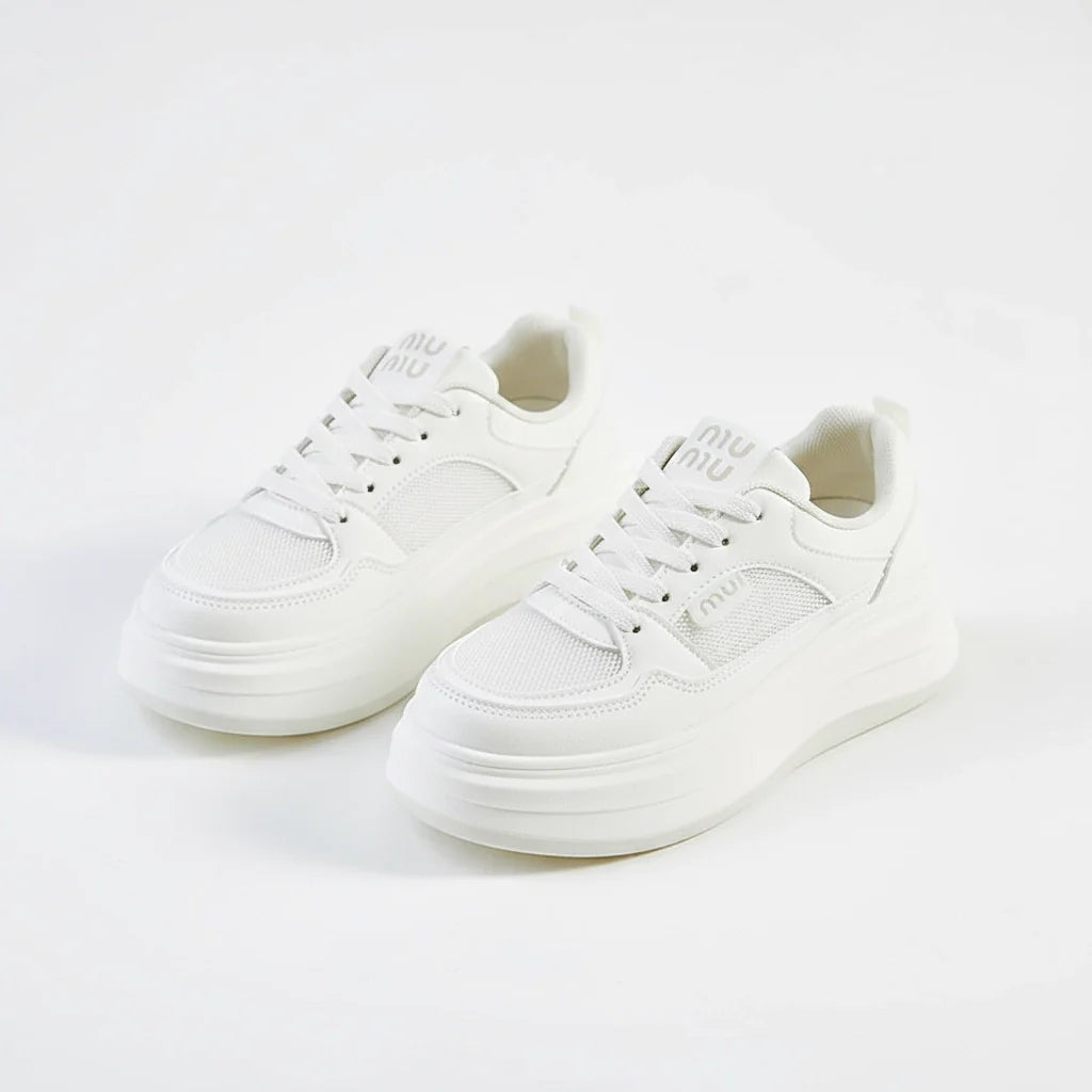 Sienna - Trendy Witte Plateau Sneakers