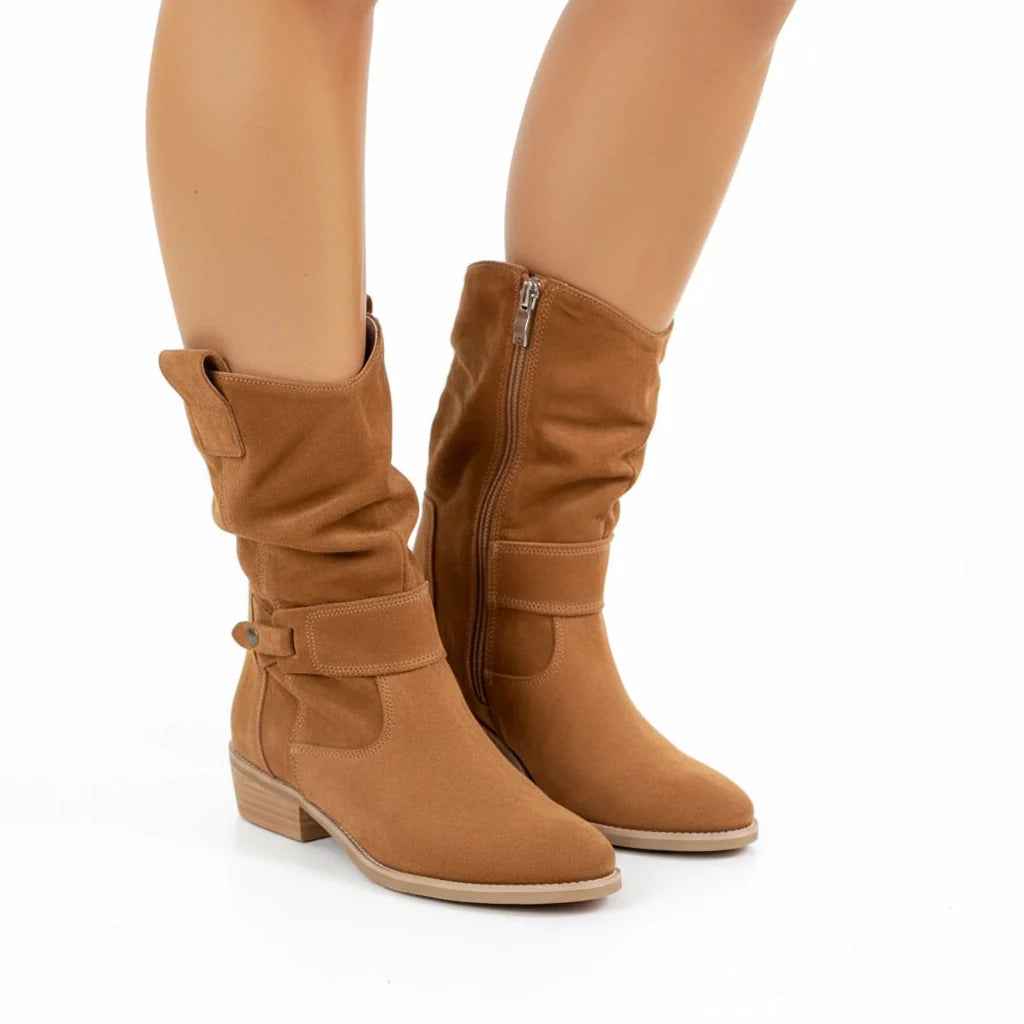 Rhes - Suède Enkellaars met Lage Snit en Rits