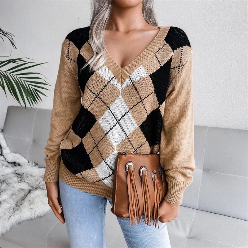 Lieve - Trendy V-Hals Gebreide Trui